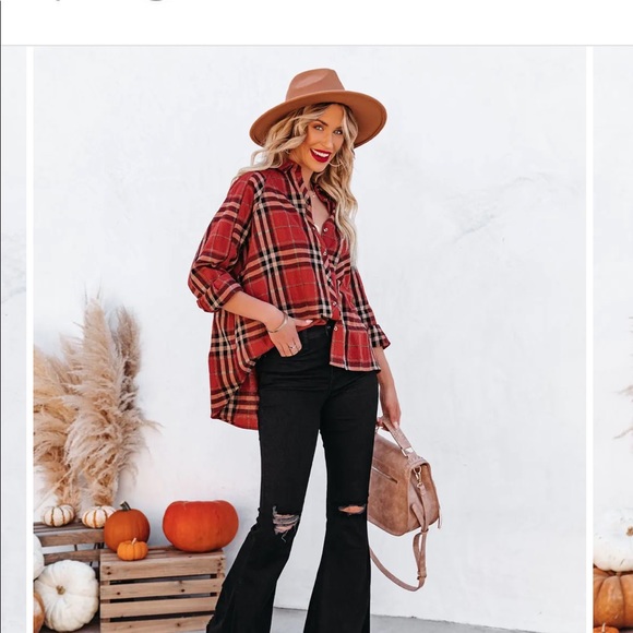 Rust plaid button down - Picture 4 of 9